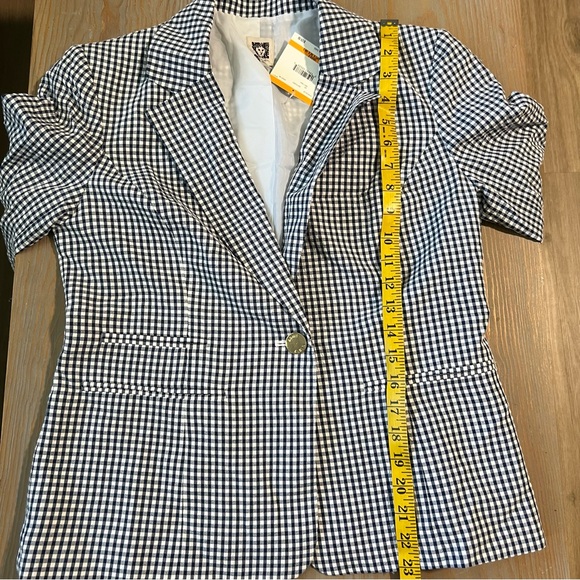 Anne Klein gingham one button blazer - Picture 3 of 5